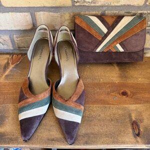 Vintage Color Block Fall Heels With Matching Purse/ Clutch- Chadwick’s- Mint